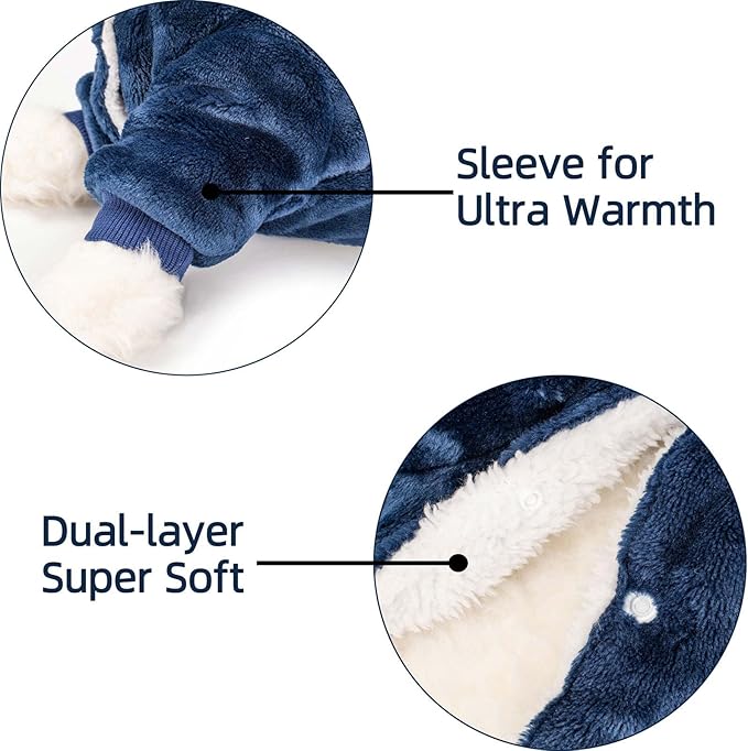 FabriCastle Dog Sweater, Small Dog Clothes for XS to XL Dogs Girl & Boy, Ultra Soft and Warm Cat Coat, Winter Pet Jacket, Doggy Apparel Costumes, Fleece Puppy Outfits Snap On (Blue, X-Large)