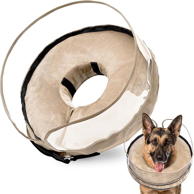 BARKLESS Dog Cone, Inflatable Dog Cone After Surgery for Large Breeds, Soft Surgery Collar with Enhanced Anti-Licking Guard Shield for Pets, Protective Donut Collar