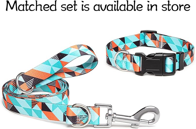 Adjustable Dog Collar with Patterns, Ultra Comfy Soft Nylon Breathable Pet Collar for Small Medium Large Dogs (M, Geometry)