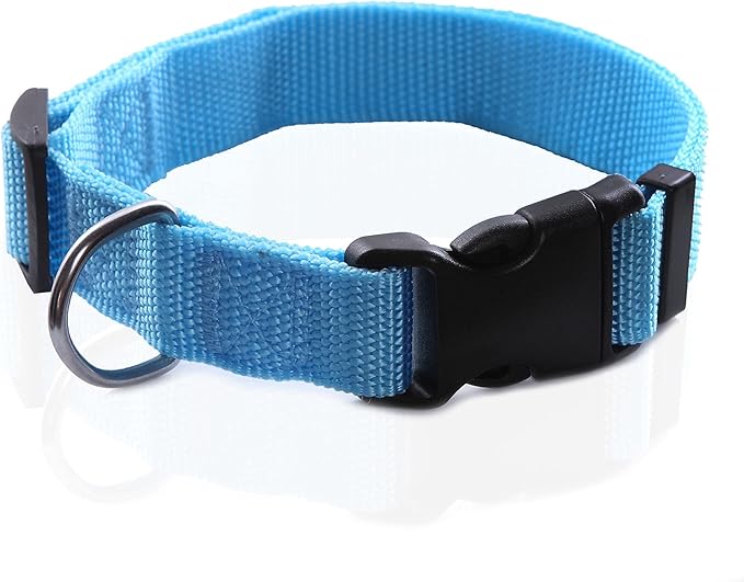 Adjustable Nylon Dog Collar, pet Collar 1 Inch 3/4 Inch 5/8 Inch Wide, for Large Medium Small Dogs (S(5/8" x 11-16"), Sky Blue)