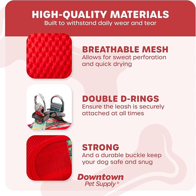 Downtown Pet Supply Step in Dog Harness for Small Dogs No Pull, X-Small, Tribal - Adjustable Harness with Padded Mesh Fabric and Reflective Trim - Buckle Strap Harness for Dogs