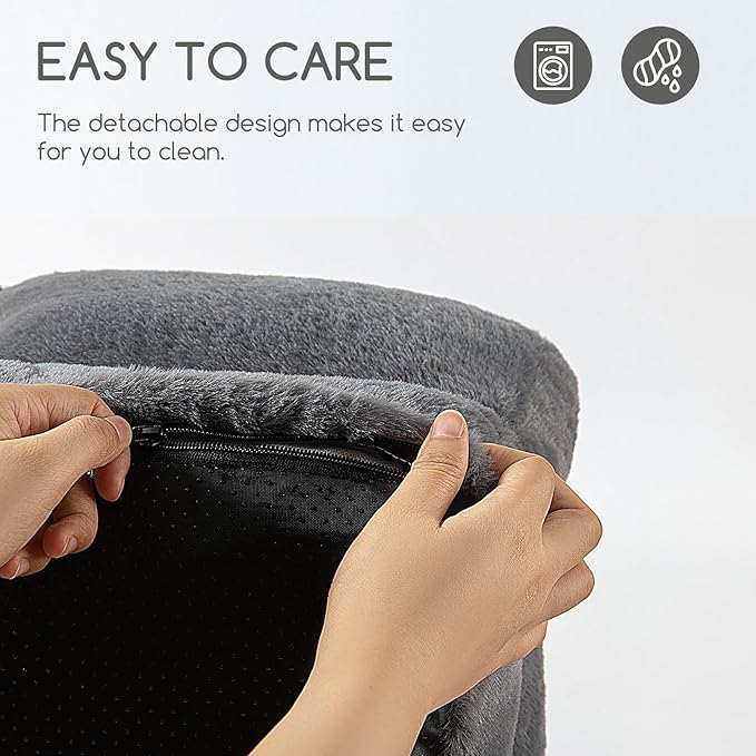 Hollypet Fluffy Plush Dog Cat Pet Couch Soft Calming Sofa Bed for Medium Small Cats and Dogs, Gray, M