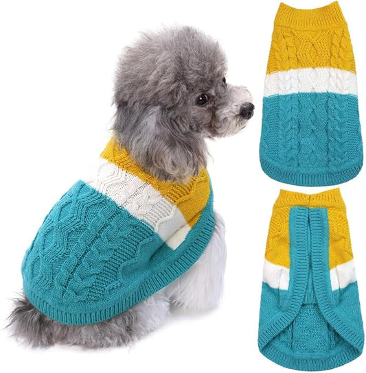 Knitted Dog Sweater - Color Block Thick Warm Dog Clothes Pet Winter Coat, Puppy Outfits Cat Apparel for Small Medium Dogs Cats Boy Girl Pet (XX-Large)