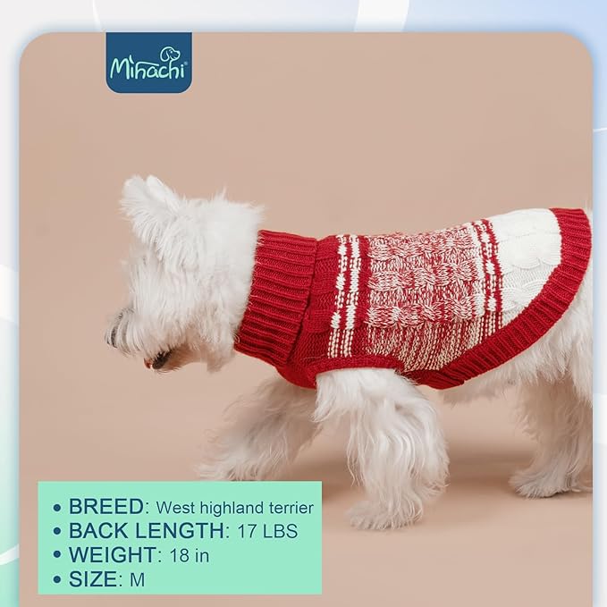 Mihachi Soft Warm Dog Sweater for Small Dogs & Cats - Turtleneck Knitted Pullover with Leash Hole, Red XS