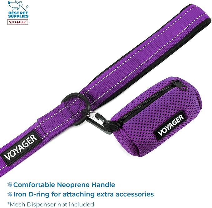 Voyager Step-in Air All Weather Mesh Harness and Reflective Dog 5 ft Leash Combo with Neoprene Handle, for Small, Medium and Large Breed Puppies by Best Pet Supplies - Purple, Large