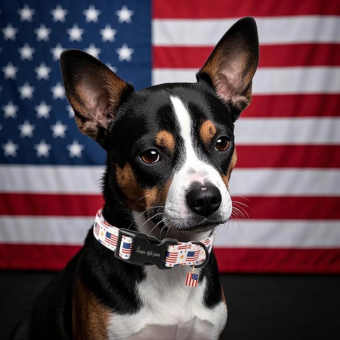 Unique style paws Dog Collar Plastic Buckle with Pendant Colorful Star Flag Puppy Collars for Small Medium Large Boys Girls Dogs
