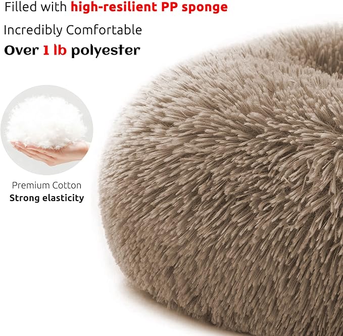 HACHIKITTY Calming Pet Sofa Bed Mat, Washable Plush Couch Cover, Furniture Protector for Dogs and Cats, Fluffy Dog Couch Bed with Anti-Slip Bottom (30"x 27"x 6", Camel)