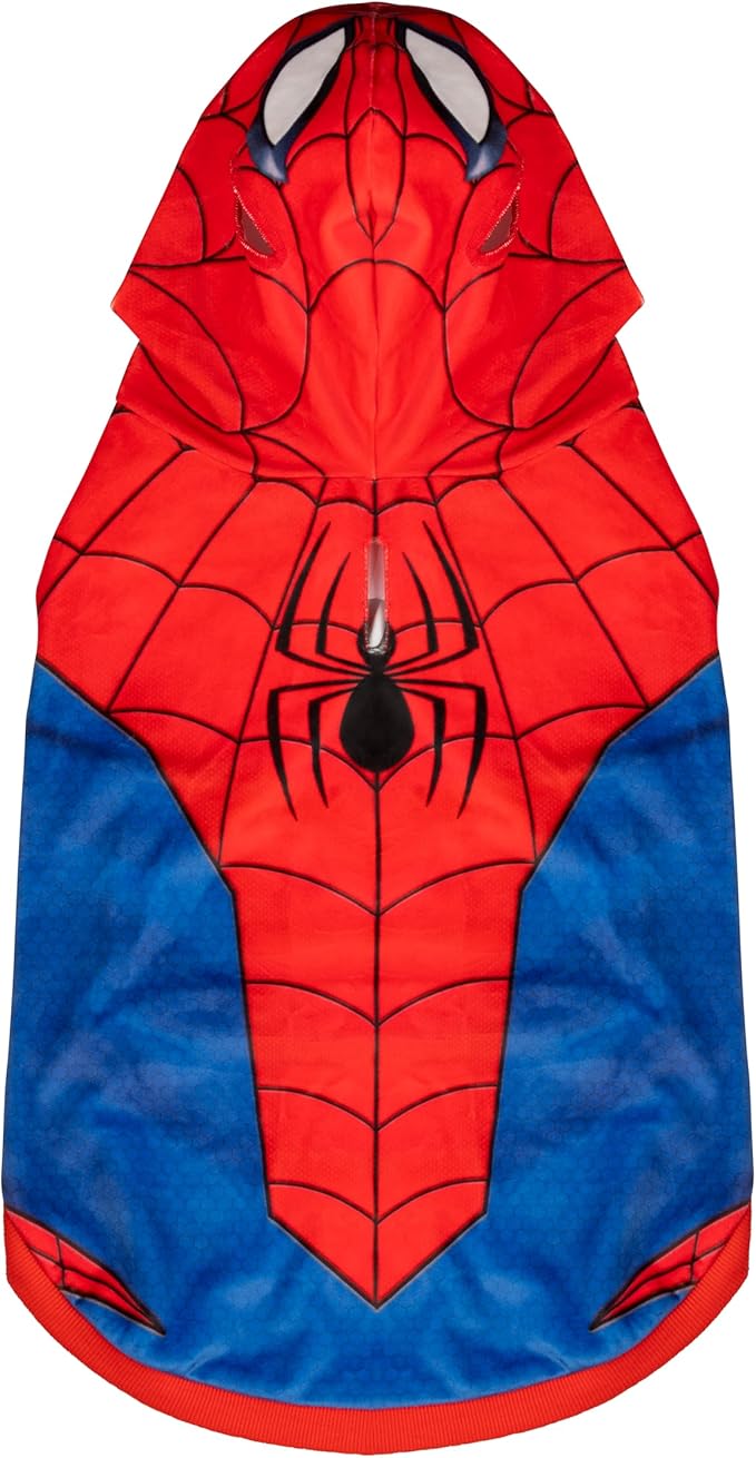 MARVEL Spider-Man Pet Hoodie - Sleeveless Hooded Pet Shirt with Costume Design (Large)