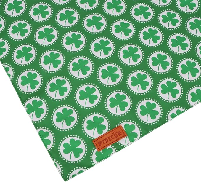 PTDECOR St.Patrick's Day Dog Bandana,Green Shamrock Reversible Holiday Dog Scarf, Multi Size, Triangle Irish Bandanas for Medium Large Pets (Large)