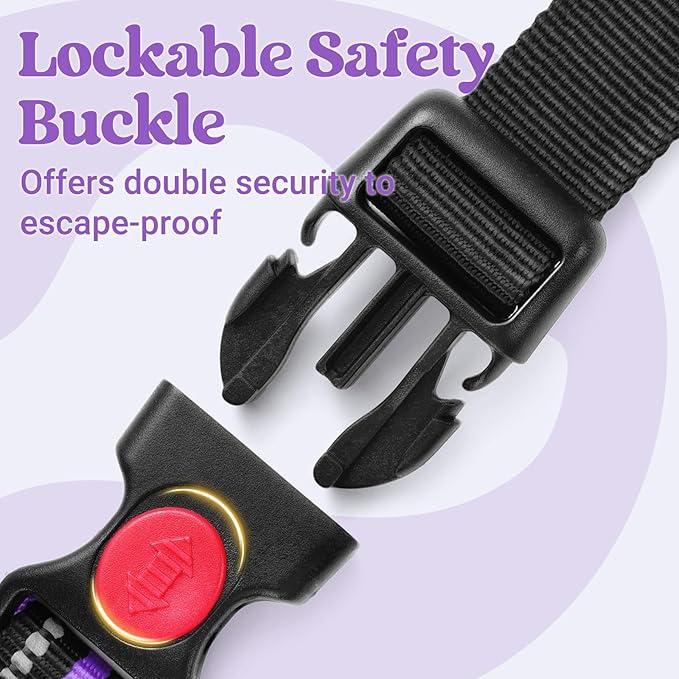 rabbitgoo Dog Harness for Large Dogs, No Pull Pet Harness with Soft Padded Handle, Adjustable Reflective Vest with 3 Buckles, Easy Walking Harness with 2 Leash Clips, Purple, M