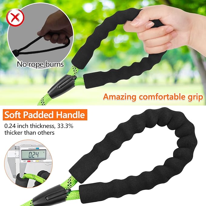 NTR Heavy Duty Large Dog Leash, Reflective Leash with Swivel Lockable Hook and Comfortable Padded Handle, Puppy for Walking, Hunting, Camping, Backyard Small Medium Dogs, Green, 30ft*1/2''