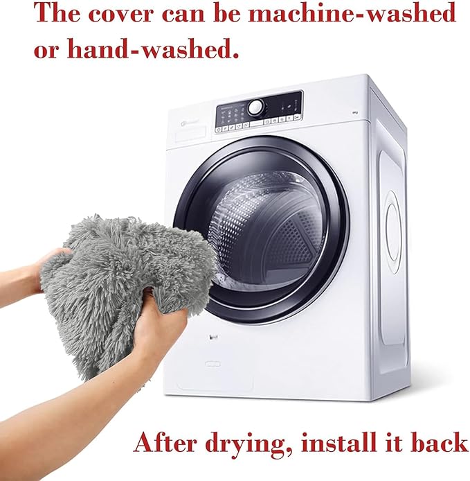 Calming Dog Bed Fluffy Plush Dog Mat for Furniture Protector with Removable Washable Cover for Large Medium Small Dogs and Cats (Large, Grey)