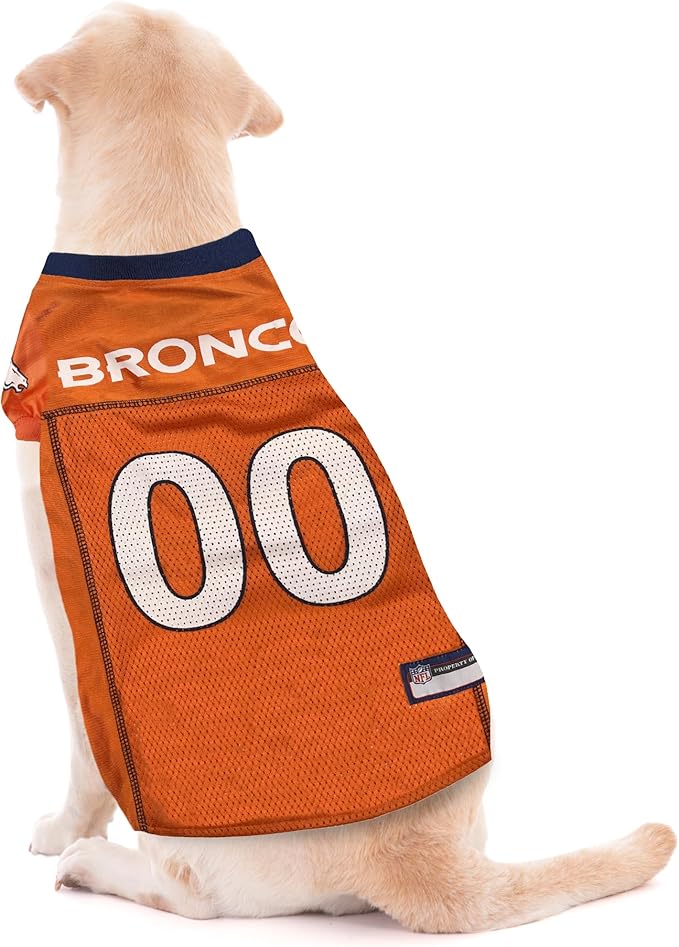 Pets First NFL Denver Broncos Dog Jersey, Size Large - Best Football Jersey Costume for Dogs & Cats