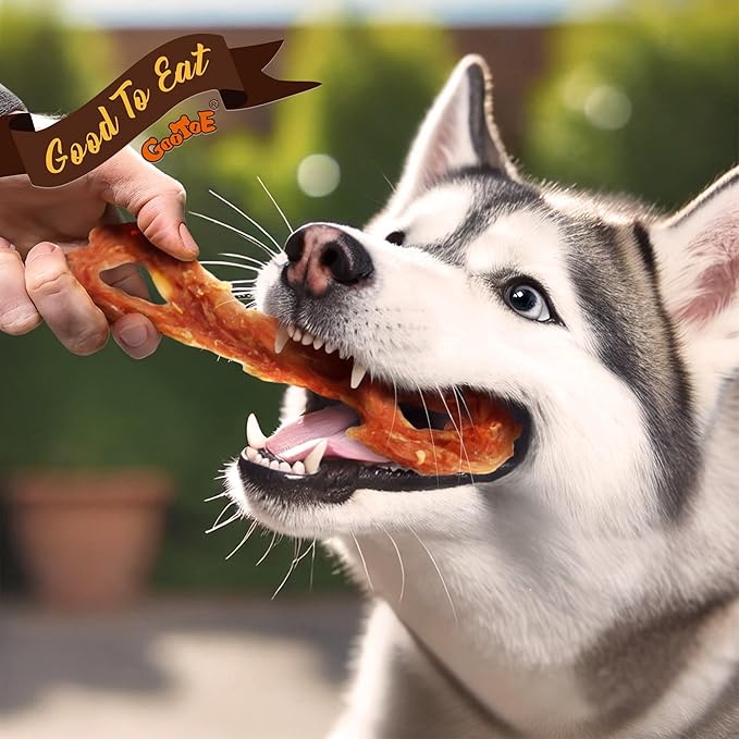 Gootoe Turkey Tendon Dog Treats, Rope (L) 1 lb, 100% USA Sourced Turkey, Natural Snack, Premium Puppy Chews, Hypoallergenic, Rawhide Free, Reseal Value Bag, Sizes for Large Dogs