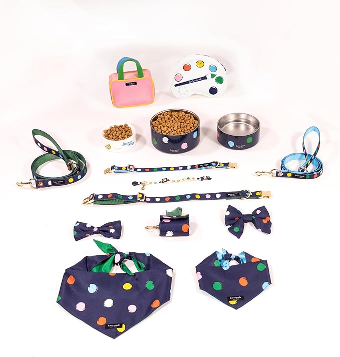 kate spade new york Pet Bandana for Boy or Girl Dogs, Lightweight Bandana for Dog, Cute Dog Scarf for Small or Medium Pets, Watercolor Dot