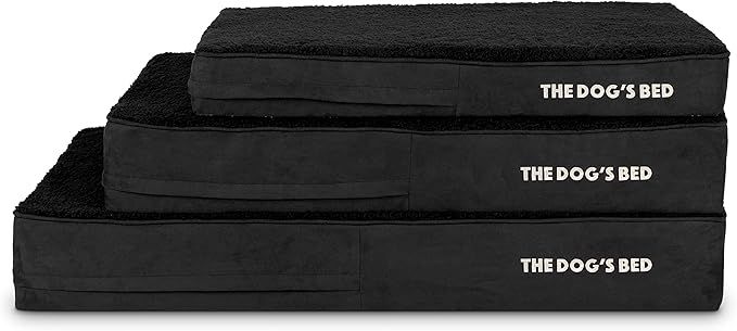 The Dog’s Bed Orthopedic Memory Foam Dog Bed, Medium Black Plush 34x22, Pain Relief for Arthritis, Hip & Elbow Dysplasia, Post Surgery, Lameness, Supportive, Calming, Waterproof Washable Cover