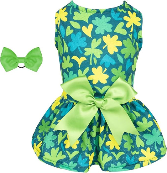 CuteBone Dog Mesh Dress St.Patrick's Day Puppy Sundress Pet Outfit Summer Fashion for Small Dogs Girl Cat Clothes BF07S
