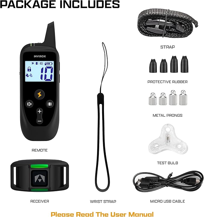 INVIROX Dog Training Collar [2025 Edition] 123 Levels Dog Training Collar with Remote 1100yd Range E Collar for Dogs Training 100% Waterproof Rechargeable, Manual Bark Collar for Large Dog