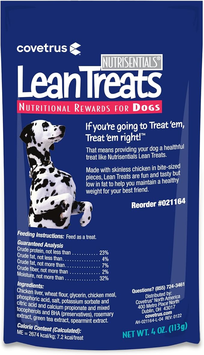 Nutrisential Lean Treats for Dogs - Soft Dog Treats for Small, Medium & Large Dogs - Nutritional Low Fat Bite Size K9 Treats - Chicken Flavor - 1 Pack - 4oz