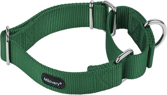 Mikivery Martingale Dog Collar Nylon Adjustable and Safety Training Colourful Comfortable Metal Buckle Pet Collars for Small Medium and Large Dogs