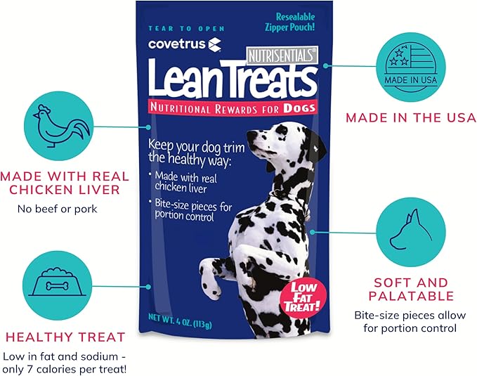 Nutrisential Lean Treats for Dogs - Soft Dog Treats for Small & Medium Dogs - Nutritional Low Fat Bite Size K9 Treats - Chicken Flavor - 12 Pack - 4oz