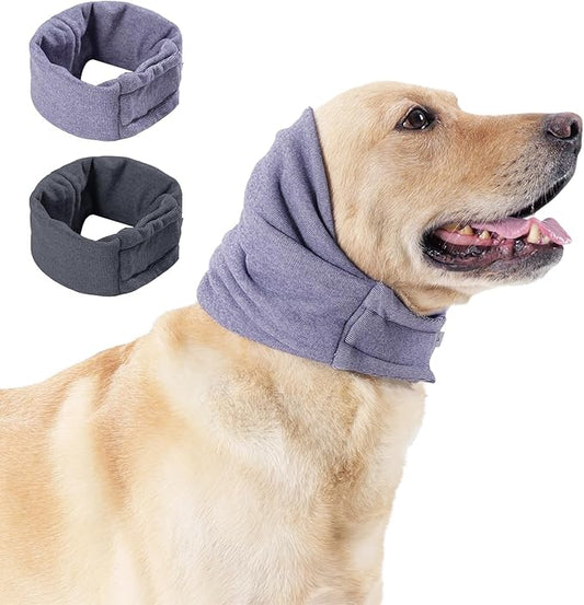 2 PCS Ear Wrap for Dogs, Adjustable Dog Ear Cover for Noise Protection, Soft Comfort Dog Anxiety Relief Hoodie and Force Drying Headband,L
