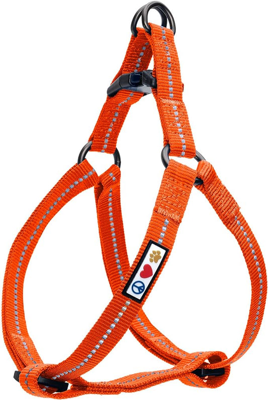 Pawtitas Recycled Dog Harness with Reflective Stitched a Puppy Harness Made from Plastic Bottles Collected from Oceans Large Orange Habanero