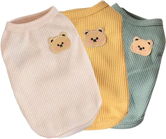 Cotton Dog Shirt Summer Lightweight Pet T-Shirts Soft Breathable Stretchy Cats Dogs Tee Shirt Sleeveless Vest Dog Apparel for Medium Small Dog Clothes, 3PCS Yellow&Green&Light Pink