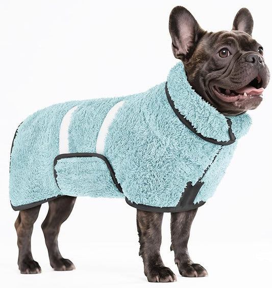 Bienbee Dog Bathrobe, Quick Drying Super Absorbent Dog Robes for After Bath, Warm Keeping Dogs Towel, Dogs Bath Supplies, Light Green M