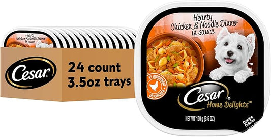 Cesar Home Delights Adult Wet Dog Food, Hearty Chicken & Noodle Dinner in Sauce, 3.5 oz. (24 Count, Pack of 1)