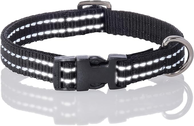 Adjustable Reflective Dog Pet Collar for Small, Medium and Large Dogs, Black, XX-Large