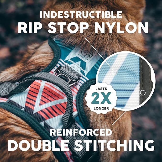 Embark Adventure Dog Harness, Reflective Trim XL Dog Harness for Extra Large Dogs No Pull - Military Grade Nylon, 2 Leash Clips & Gel Lined Handle.