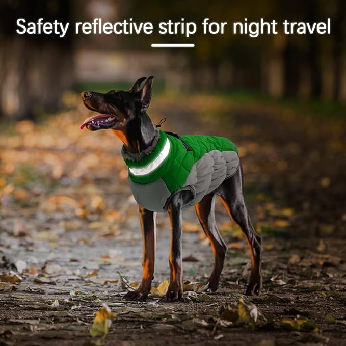 Small Dog Coat,Dog Jackets for Small Dogs,Warm Winter Jacket, Puppy Coat with Harness Built in,Waterproof Dogs Jacket,Puppy Cold Weather Coats,Pet Winter Clothes Snowsuit Shih Tzu Bichon,Green