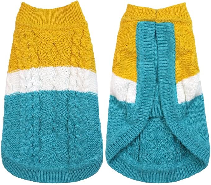 Knitted Dog Sweater - Color Block Warm Dog Clothes Pet Winter Coat, Thick Puppy Outfits Cat Apparel for Small Medium Dogs Cats Boy Girl Pet (X-Large)