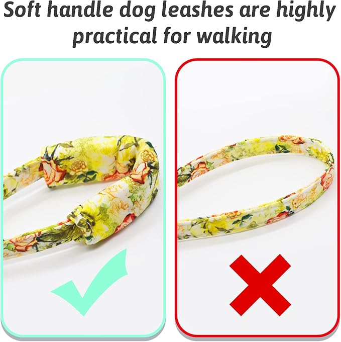 Dog Collar and Leash Set Girls Adjustable Puppy Collars with Floral Bow Tie for Small Medium Large Female Dogs, Yellow Rose, M