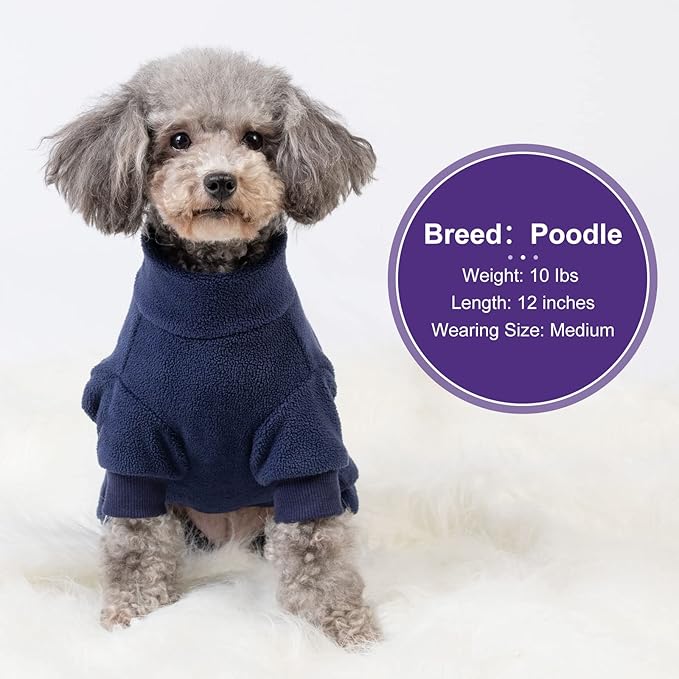 cyeollo Dog Pajamas Warm Dog Coat for Cold Weather Stretchy Soft Dog Onesie, Winter Dog Clothes Jumpsuit for Small Dogs Pet Apparel, Navy S