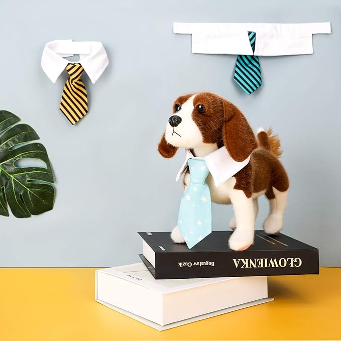 Segarty Cat Neck Tie, 6 Pack Cat Necktie with Suit White Collar Adjustable, Pet Tuxedo Costume Outfits for Male Boy Small Dogs Puppies Birthday, Valentine's Day, Wedding