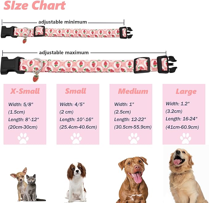Bubblepup Dog Collar, Adjustable Dog Collar for Small Medium Large Dogs with Soft Cotton & Quick-Release Buckle