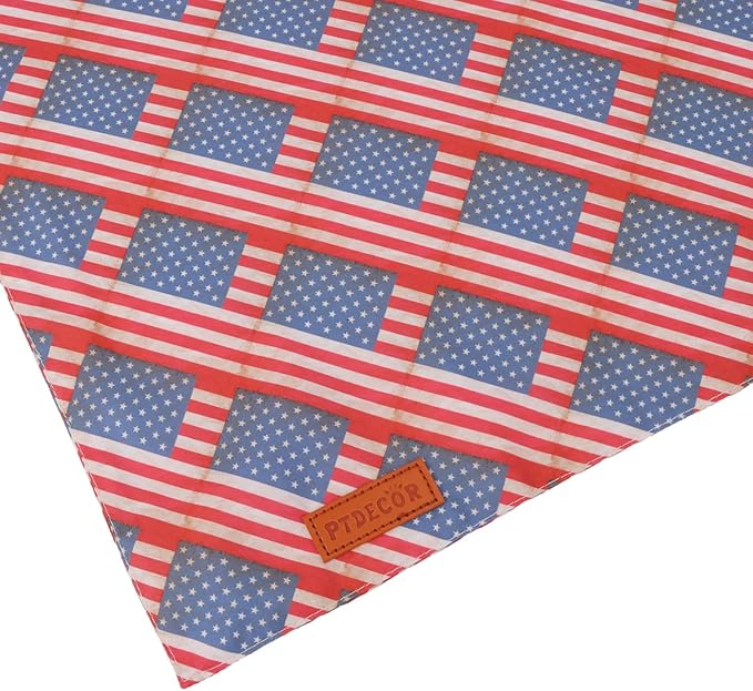 PTDECOR American Flag Dog Bandana Flag Stars Patterns, Patriotic Pet Scarf Reversible Triangle 4th of July Bandanas for Medium Large Dogs Pets (Large)