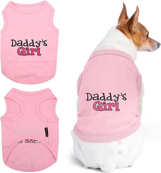 Parisian Pet Dog T-Shirt with Embroidered 'Daddy’s Girl' Words - 100% Cotton, Breathable Sleeveless Girl Dog Clothes - Machine Washable Dog Shirt for Large Dogs, 2XL