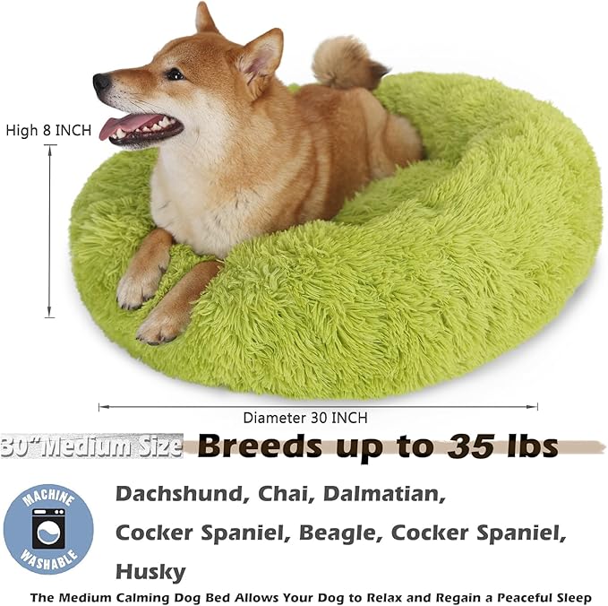 Calming Dark Gray Dog Bed for Medium Dogs - 30 Inch Washable Anti-Anxiety Bed