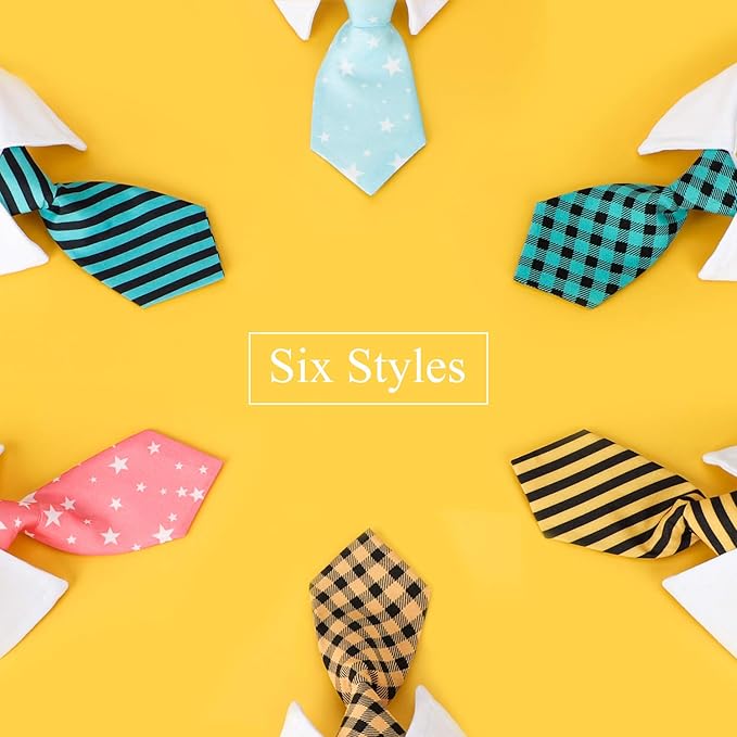 Segarty Cat Neck Tie, 6 Pack Cat Necktie with Suit White Collar Adjustable, Pet Tuxedo Costume Outfits for Male Boy Small Dogs Puppies Birthday, Valentine's Day, Wedding