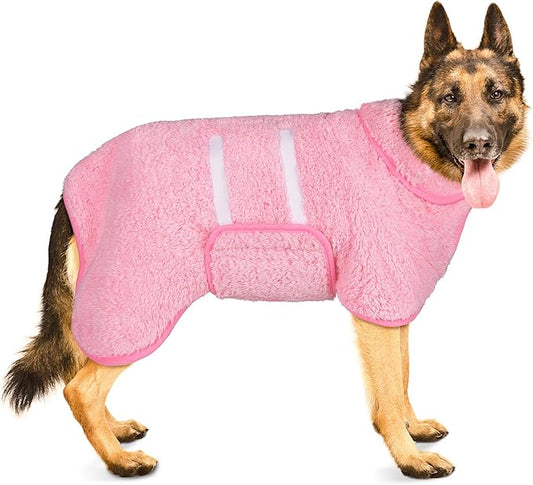 Bienbee Dog Bathrobe, Quick Drying Super Absorbent Dog Robes for After Bath, Warm Keeping Dogs Towel, Dogs Bath Supplies, Pink XXL