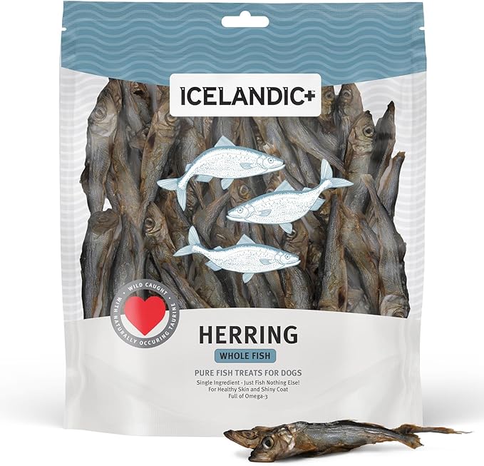 Icelandic+ Whole Fish Herring - 9oz Bag - Dog Treats, Pure Wild-Caught & Air-Dried, Single Ingredient Snack, Pet Chew, Just The Fish Nothing Else