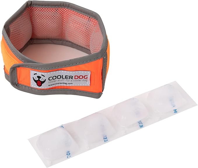 Hi-Vis Dog Cooling Collar - Orange Reflective Re-Freezable Ice Collar (Small)