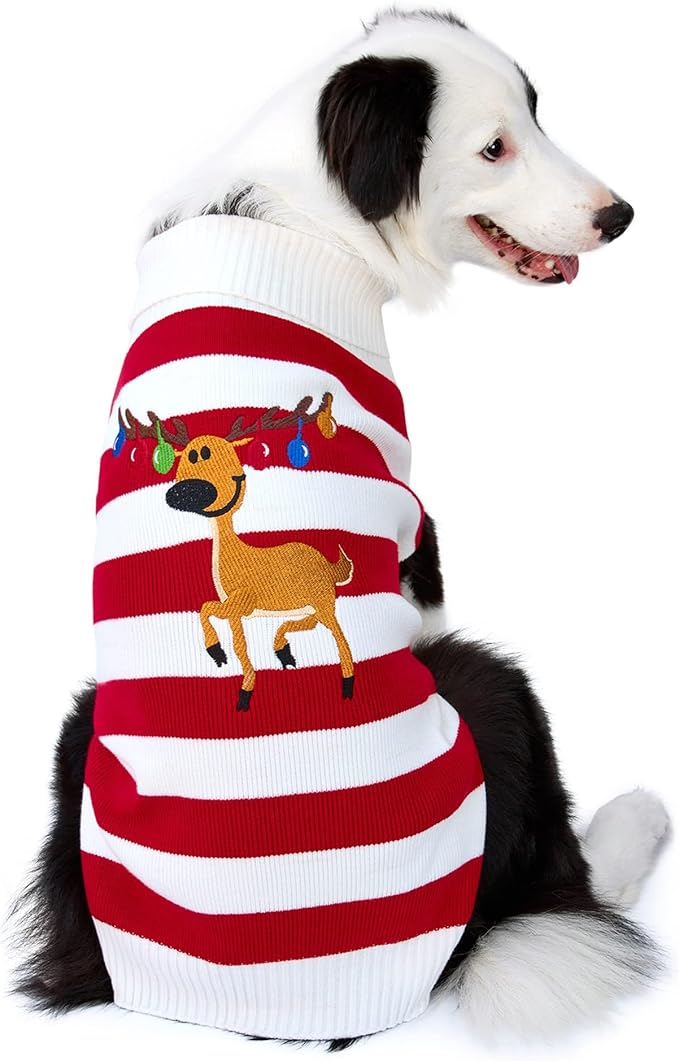 NACOCO Dog Sweater Pet Christmas Elk Bells Sweaters Halloween Reindeer for Small Dog and Cat (S, Red)