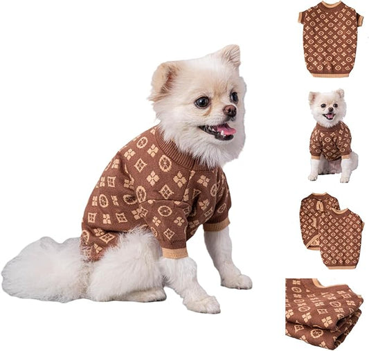 Designer Dog Clothes Sweater Shirt Outfit Small XS Teacup Cute Dogs Puppies French Bulldog Dachshund Chihuahua Cats Maltese Boy Girl (XX-Large, Chewypawtton)
