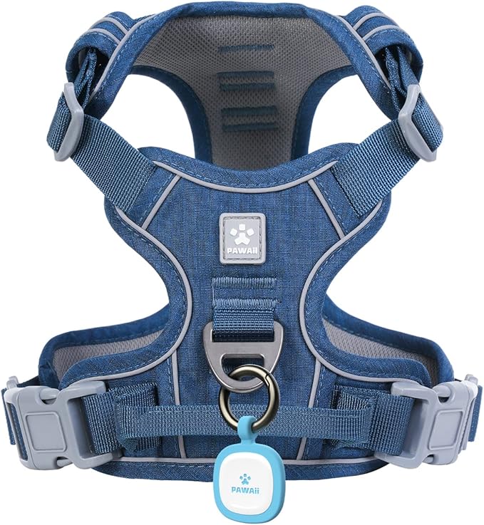 Pawaii No Pull Dog Harness with Pet ID Tag,Reflective Strips No Choke Front O Ring Breathable Mesh Adjustable Soft Padded Pet Vest with Easy Control Handle for Medium Dogs