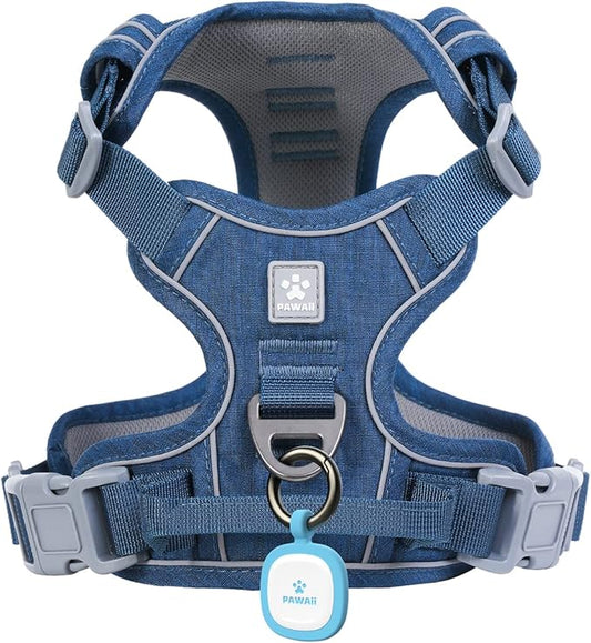 Pawaii No Pull Dog Harness with Pet ID Tag,Reflective Strips No Choke Front O Ring Breathable Mesh Adjustable Soft Padded Pet Vest with Easy Control Handle for Medium Dogs