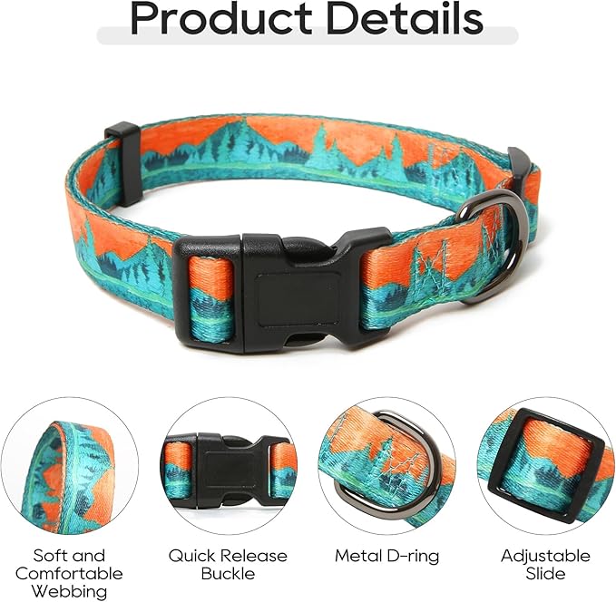 Timos Dog Collar, Adjustable Soft Dog Collar for Small Medium Large Dogs, Patterned Puppy Collars with Quick Release Buckle for Boy and Girl Female Dogs,XS Length 8.5''-11''